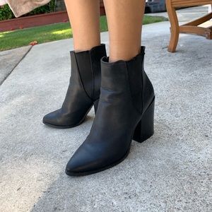 Black faux leather bootie